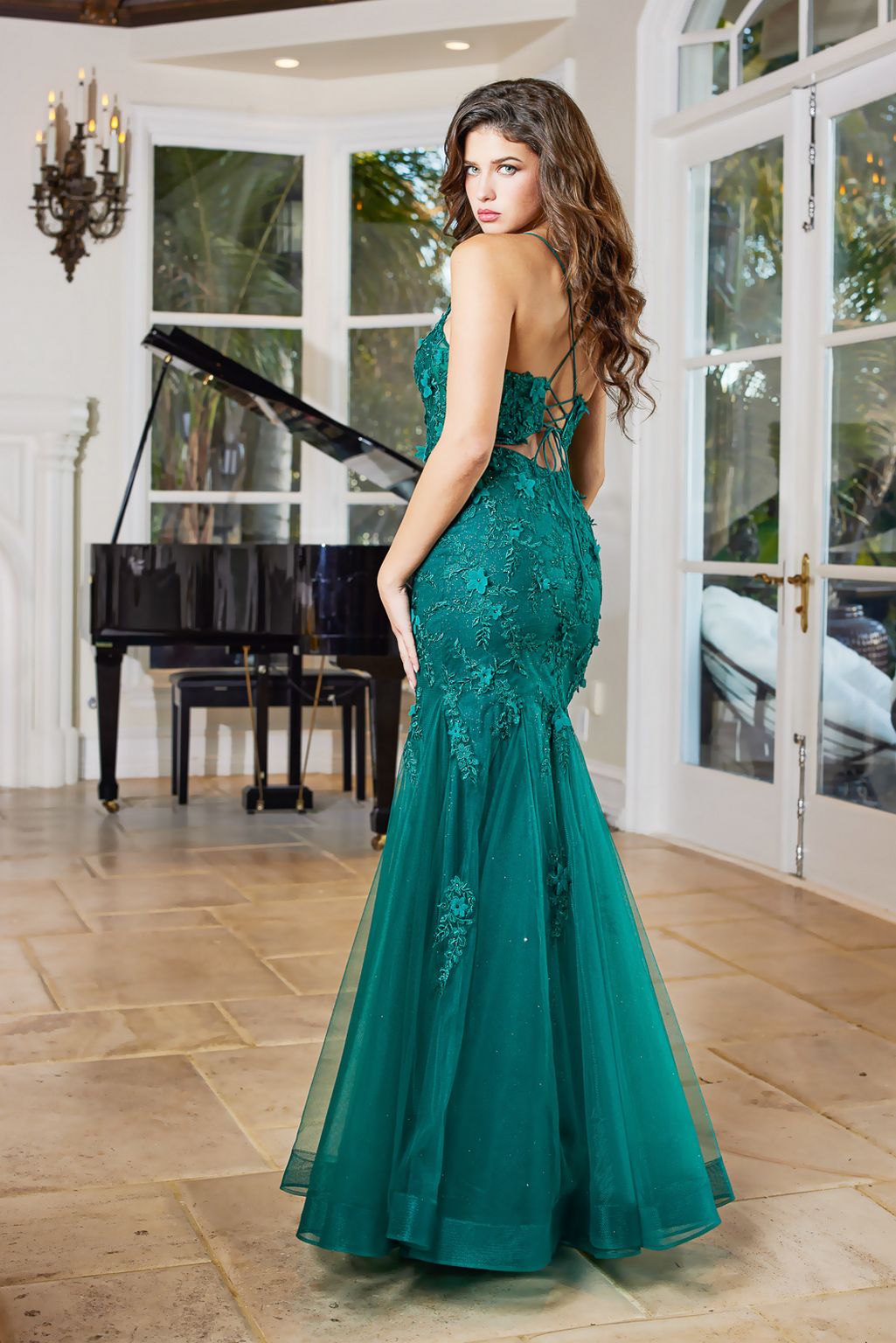 Adora 3091 Long Lace Mermaid Formal Prom Dress