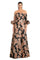 Formal Dresses Printed Long Formal Evening Pocket Dress Black/Rose