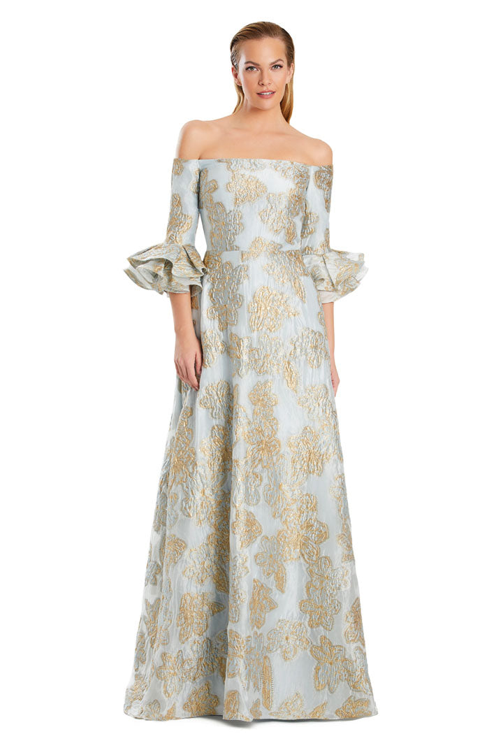 Alexander by Daymor 3092S25 Printed Long Formal Evening Pocket Dress - Navy Blue / 10 Alexander by Daymor 3092S25 Printed Long Formal Evening Pocket Dress - Navy Blue / 10