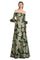 Printed Long Formal Evening Pocket DressSage/Gold