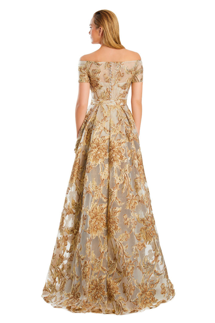 Alexander by Daymor 3094S25 Long A Line Formal Pocket Evening Dress - Toffee/Gold / 16 Alexander by Daymor 3094S25 Long A Line Formal Pocket Evening Dress - Toffee/Gold / 16