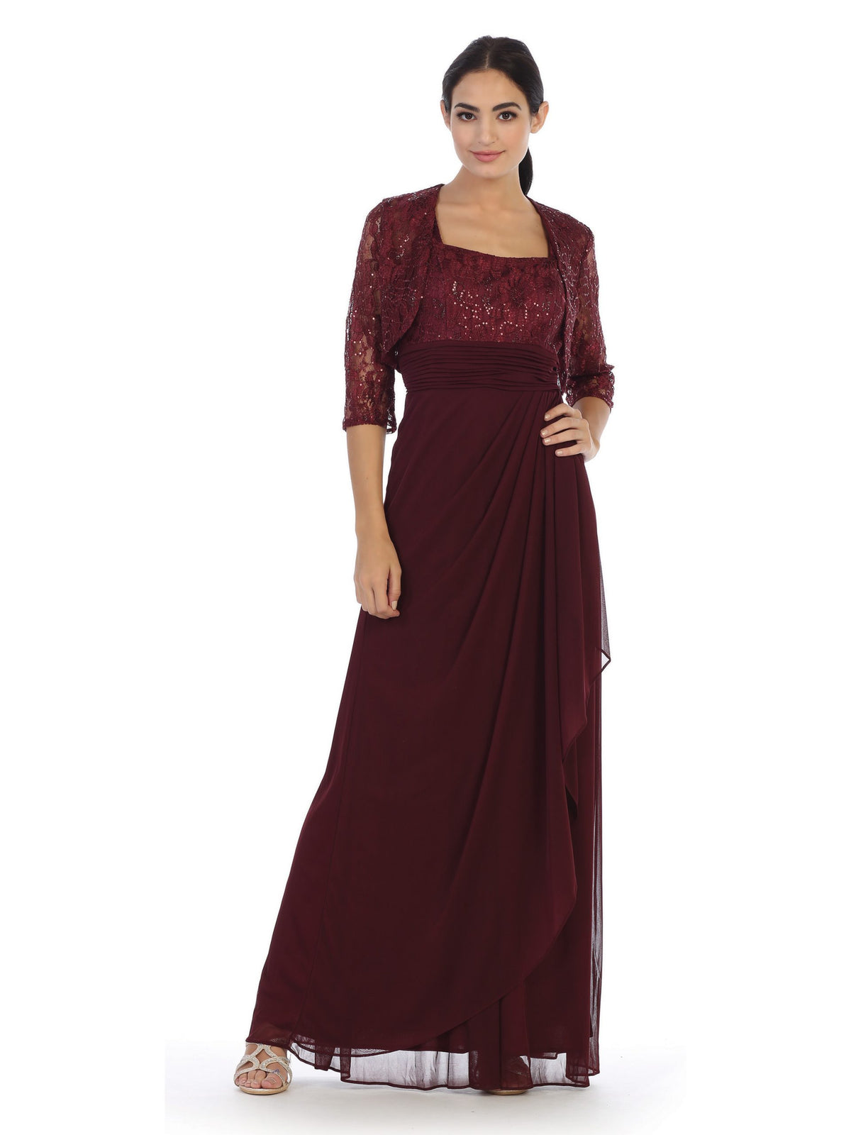 Long Mother of the Bride Formal Jacket Dress by Eva Fashion 3094