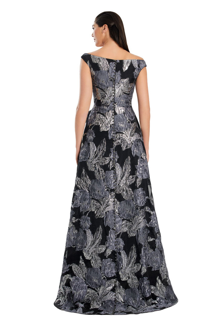 Black/Silver Alexander by Daymor 3095S25 Long Evening Printed Formal