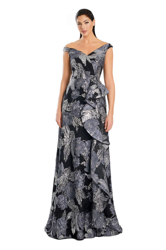 Formal Dresses Long Evening Printed Formal Dress Black/Silver