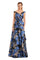Formal Dresses Long Evening Printed Formal Dress Dark Blue Gold