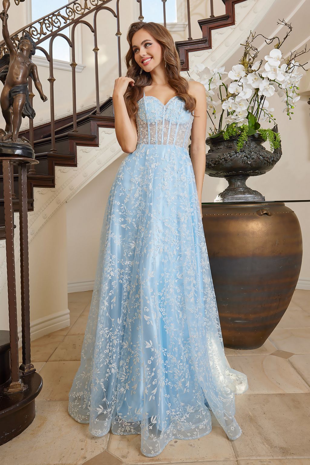 Adora 3095 Prom A Line Floral Evening Formal Dress
