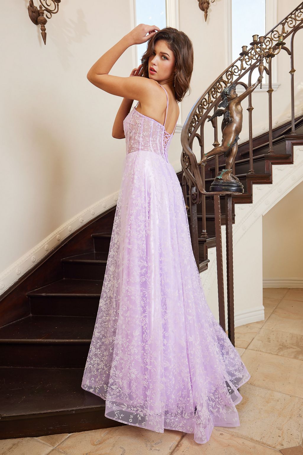 Adora 3095 Prom A Line Floral Evening Formal Dress