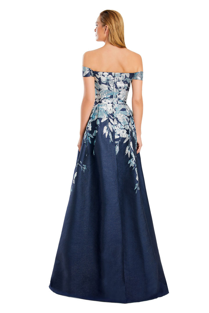 Formal Dresses Long Pocket Formal A Line Slit Evening Dress Navy/Multi