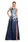 Formal Dresses Long Pocket Formal A Line Slit Evening Dress Navy/Multi