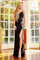 Prom Dresses Long Slit Formal Metallic Prom Dress Black/Gold