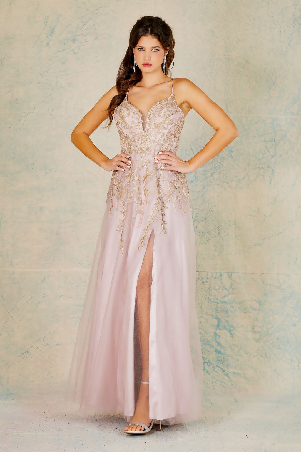 Adora 3099 A Line Prom Long Formal Slit Dress