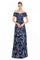 Formal Dresses Long A Line Floral Formal Evening Dress Navy/Silver