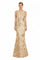 Formal Dresses Fitted Long Formal Evening Floral Dress Gold