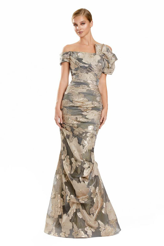 Formal Dresses Long Floral Formal Mermaid Evening Dress Taupe/Gold