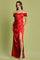 Prom Dresses Long Fitted Corset Formal Slit Prom Dress Red