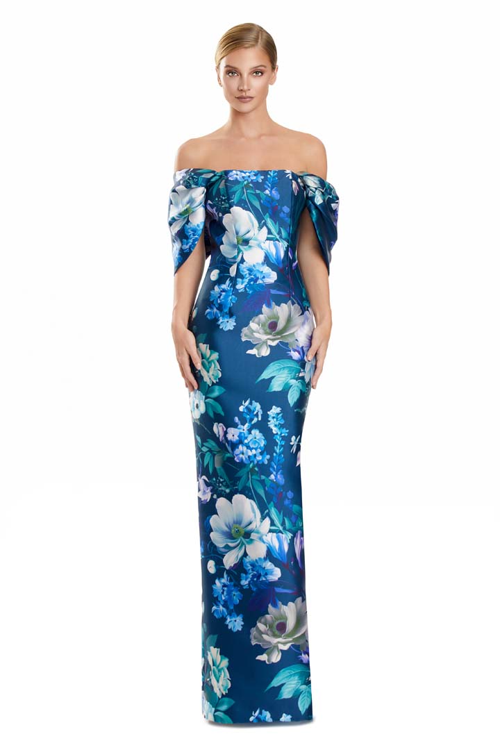 Formal Dresses Floral Long Print Formal Evening Dress Teal/Multi