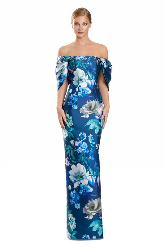 Formal Dresses Floral Long Print Formal Evening Dress Teal/Multi