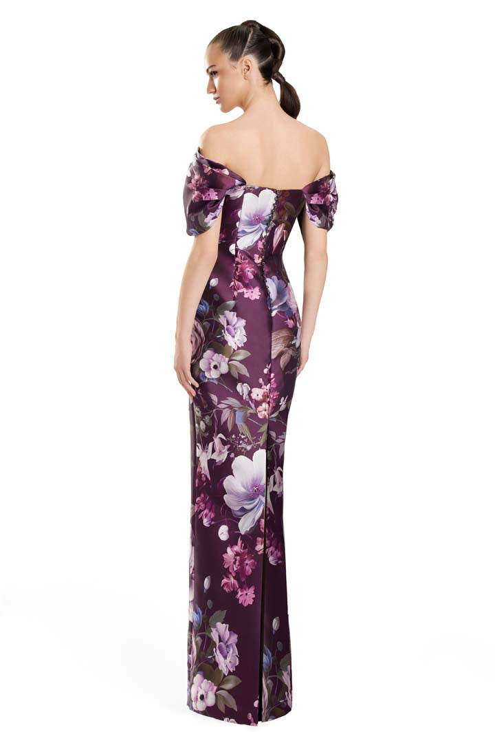 Formal Dresses Floral Long Print Formal Evening Dress Wine/Multi