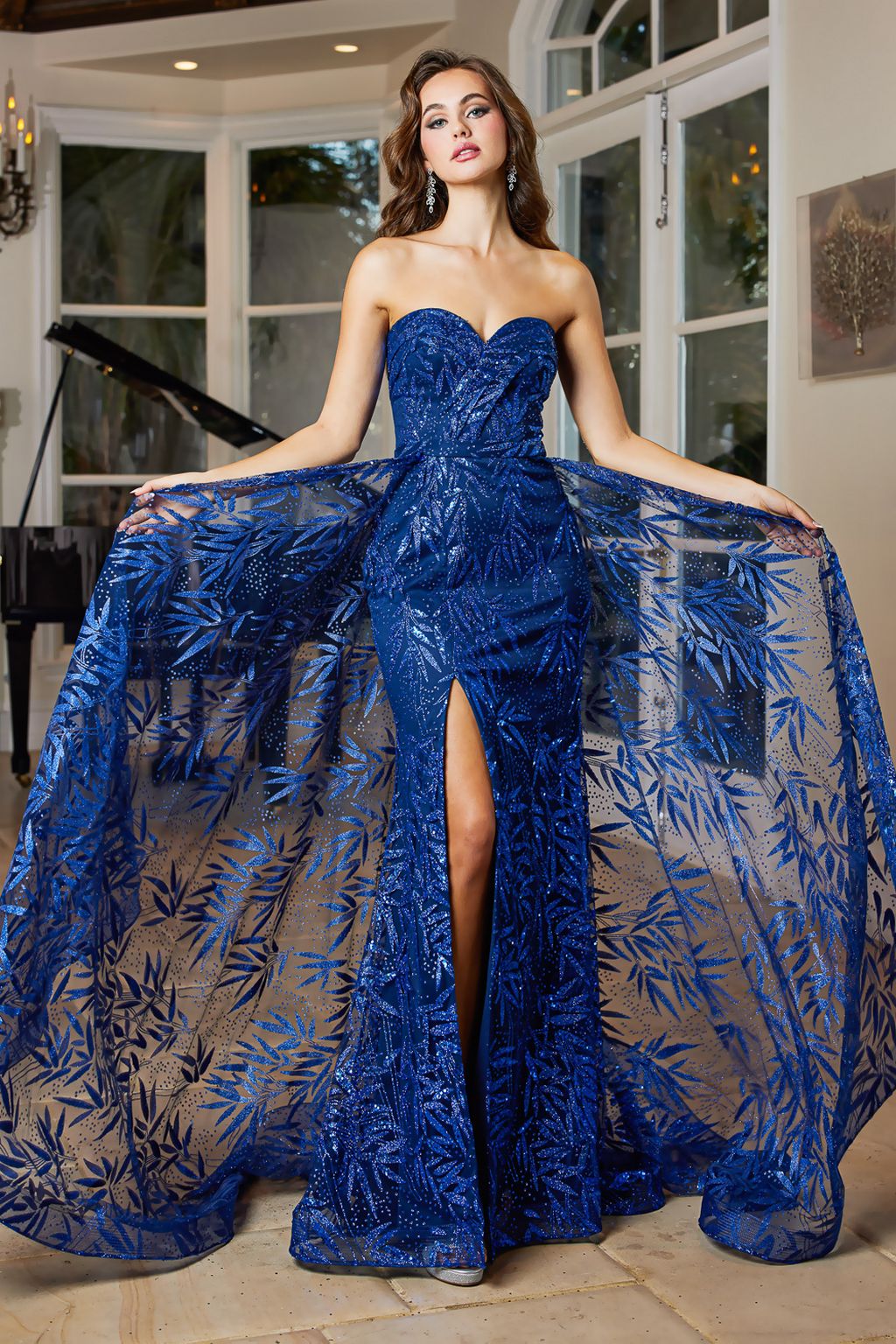 Adora 3107R Long Fitted Formal Overskirt Prom Dress - Royal Blue / 2XL Adora 3107R Long Fitted Formal Overskirt Prom Dress - Royal Blue / 2XL