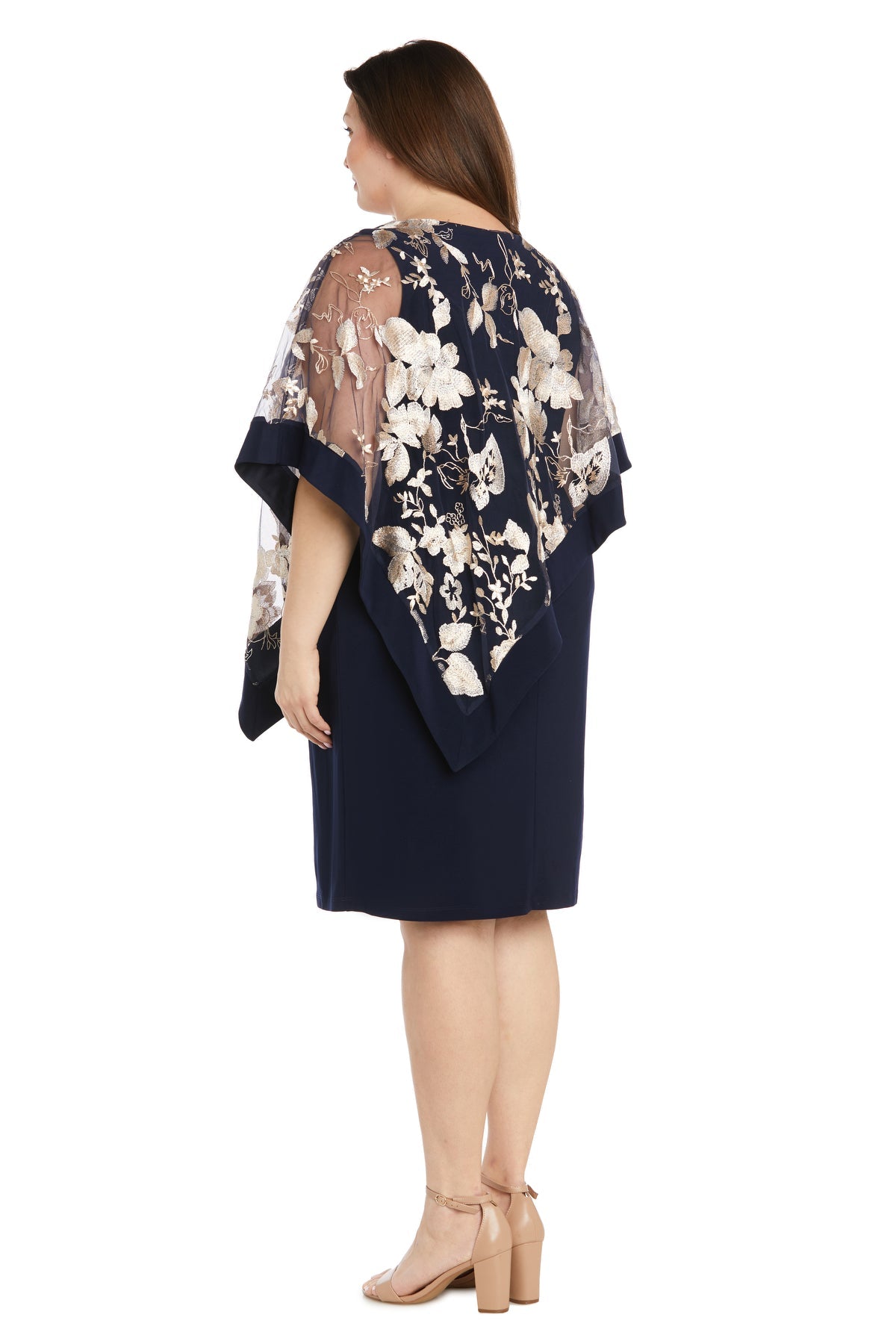 Bateau Knee-Length Embroidered Cocktail Dress by R&M Richards 3107W