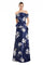 Formal Dresses Formal Long Floral Peplum Dress Navy/Multi