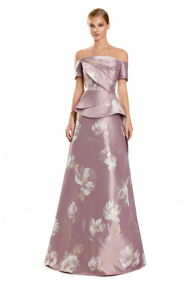 Formal Dresses Formal Long Floral Peplum Dress Quartz/Multi