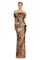 Formal Dresses Fitted Long Peplum Layered Formal Evening Dress Bronze/Gold Multi