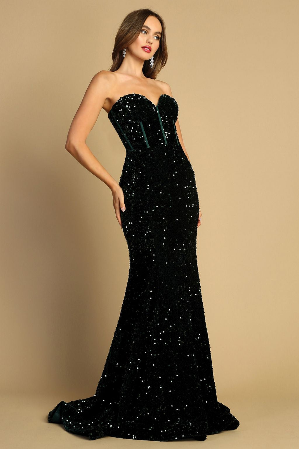 Adora 3112 Formal Long Glitter Sequin Prom Dress