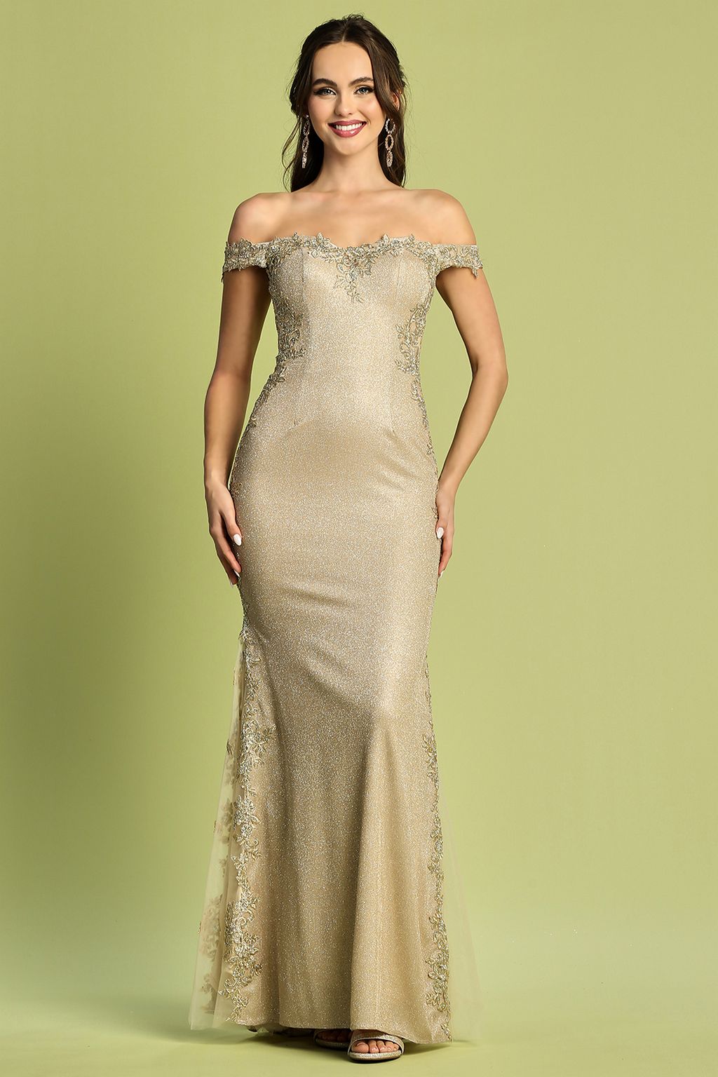 Prom Dresses Prom Long Mermaid Metallic Glitter Formal Dress Champagne