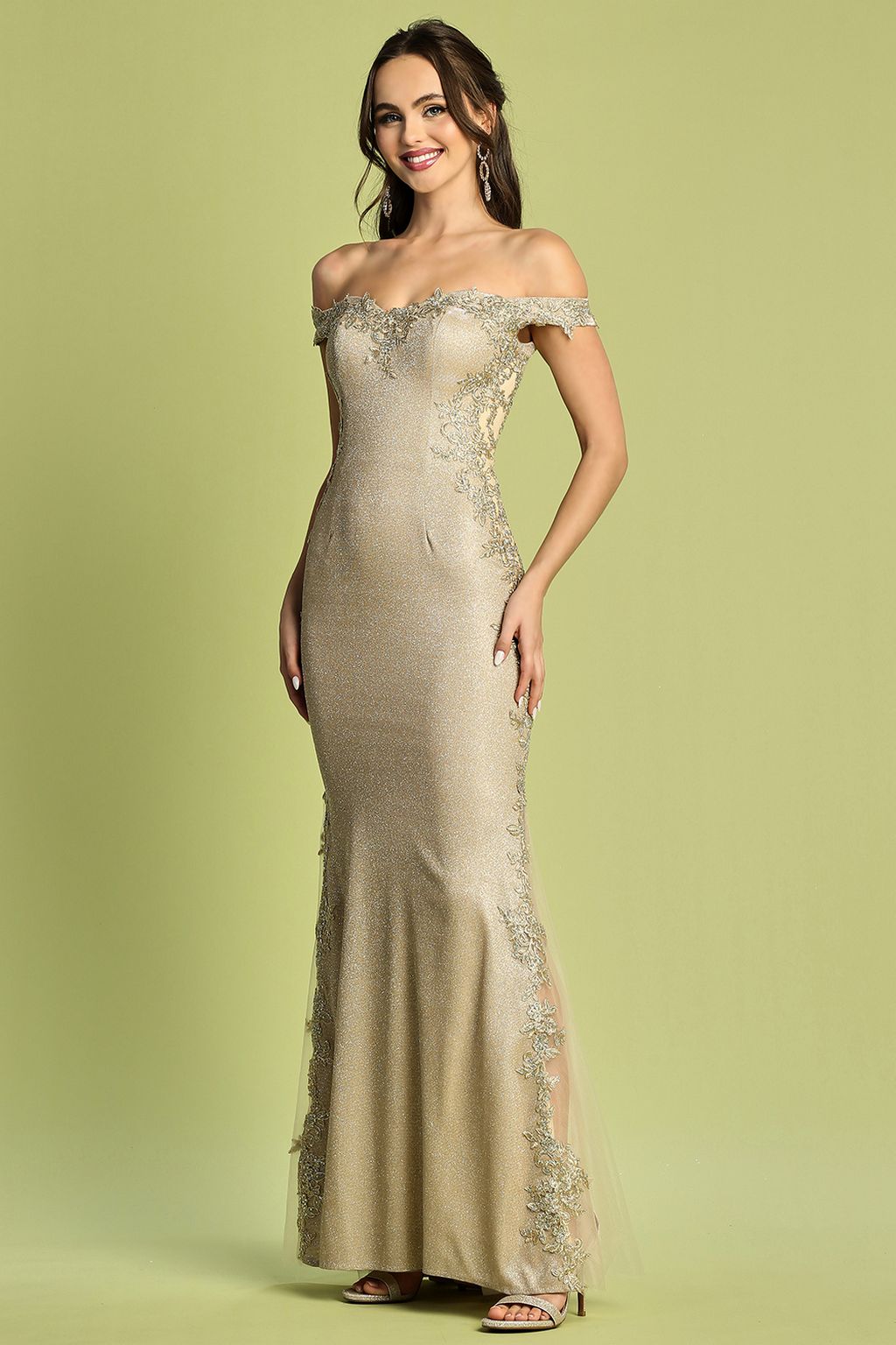 Prom Dresses Prom Long Mermaid Metallic Glitter Formal Dress Champagne