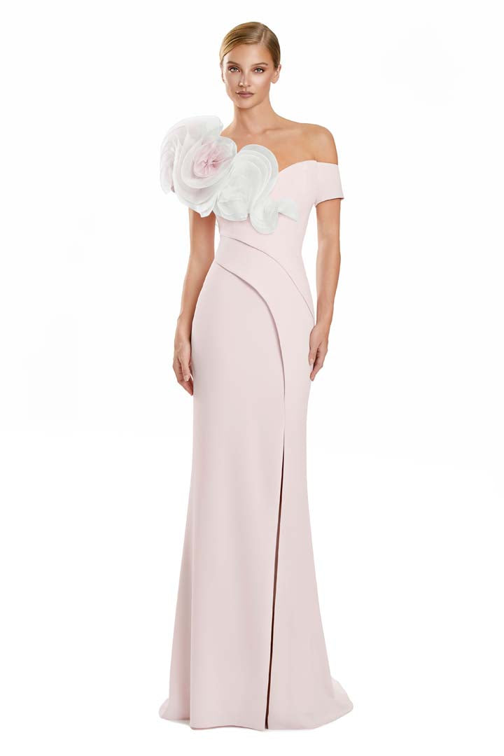 Formal Dresses Long Formal Evening Ruffle Dress Cameo Rose/White