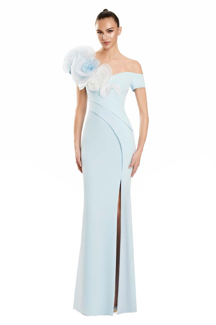 Formal Dresses Long Formal Evening Ruffle Dress Soft Crystal/White
