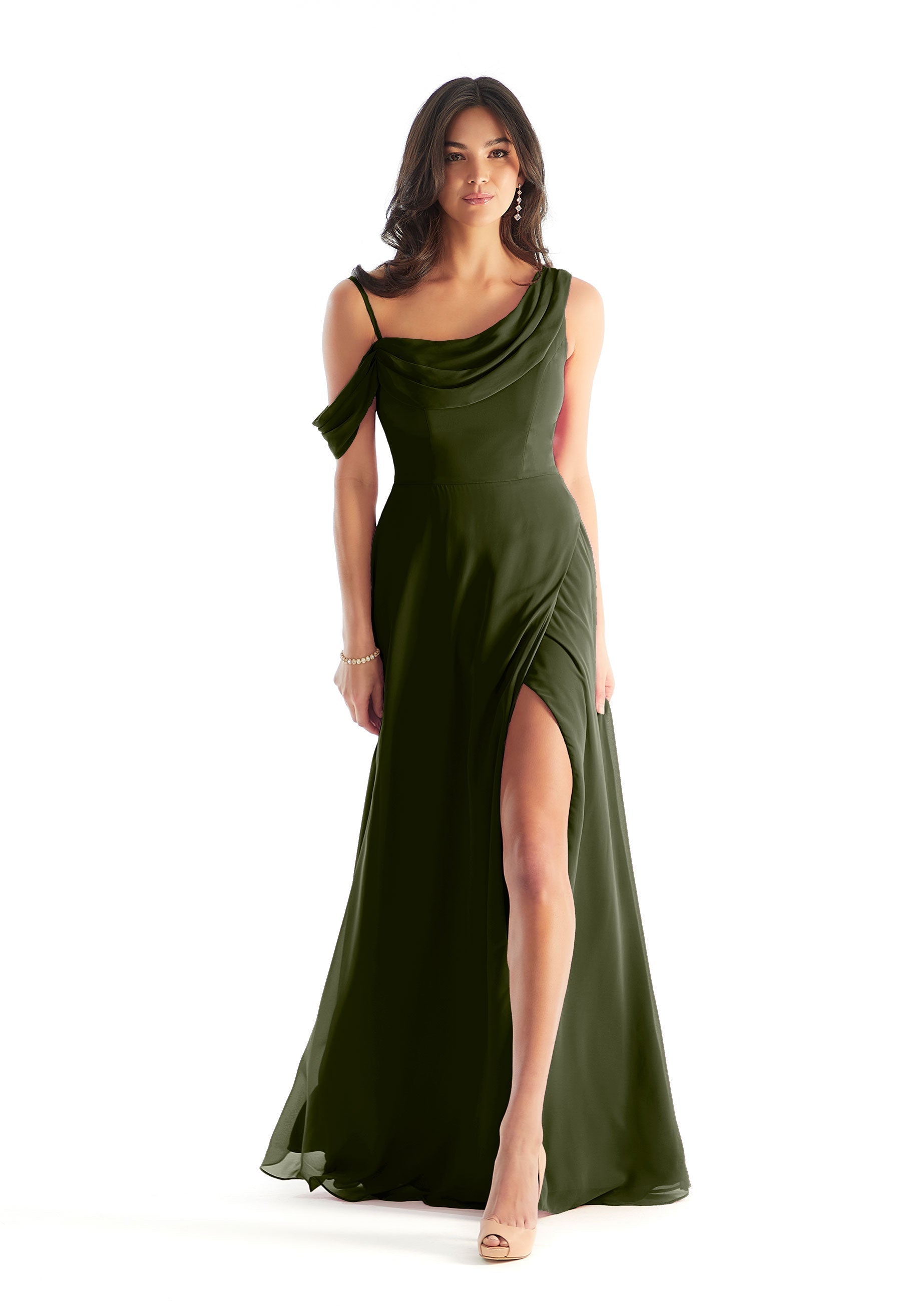 Formal Dresses A Line Formal Evening Slit Long Dress MGNY Madeline Gardner New York 31222 Thyme