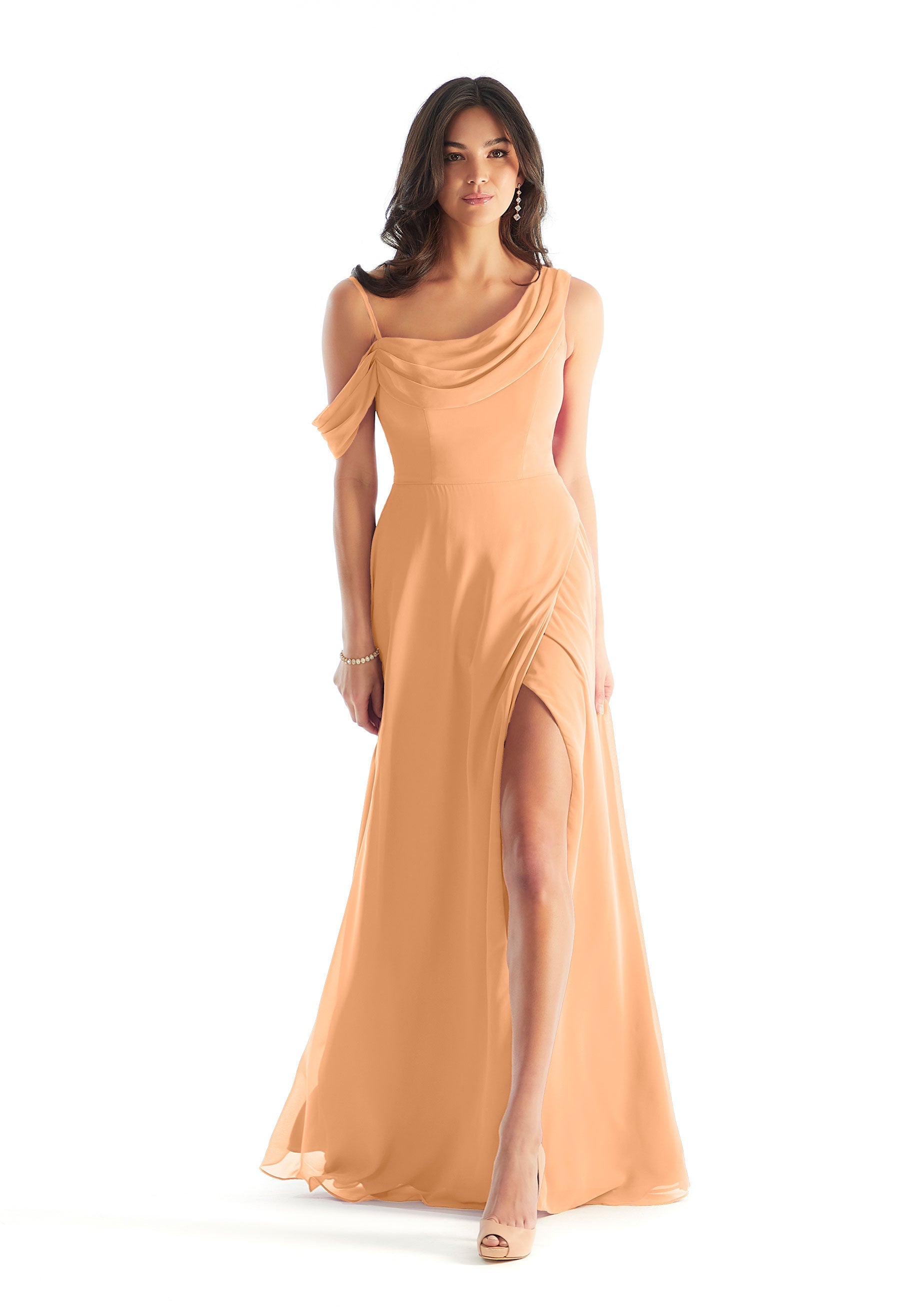 Formal Dresses Slit Evening Formal Long A Line Dress MGNY Madeline Gardner New York 31222 Sorbet