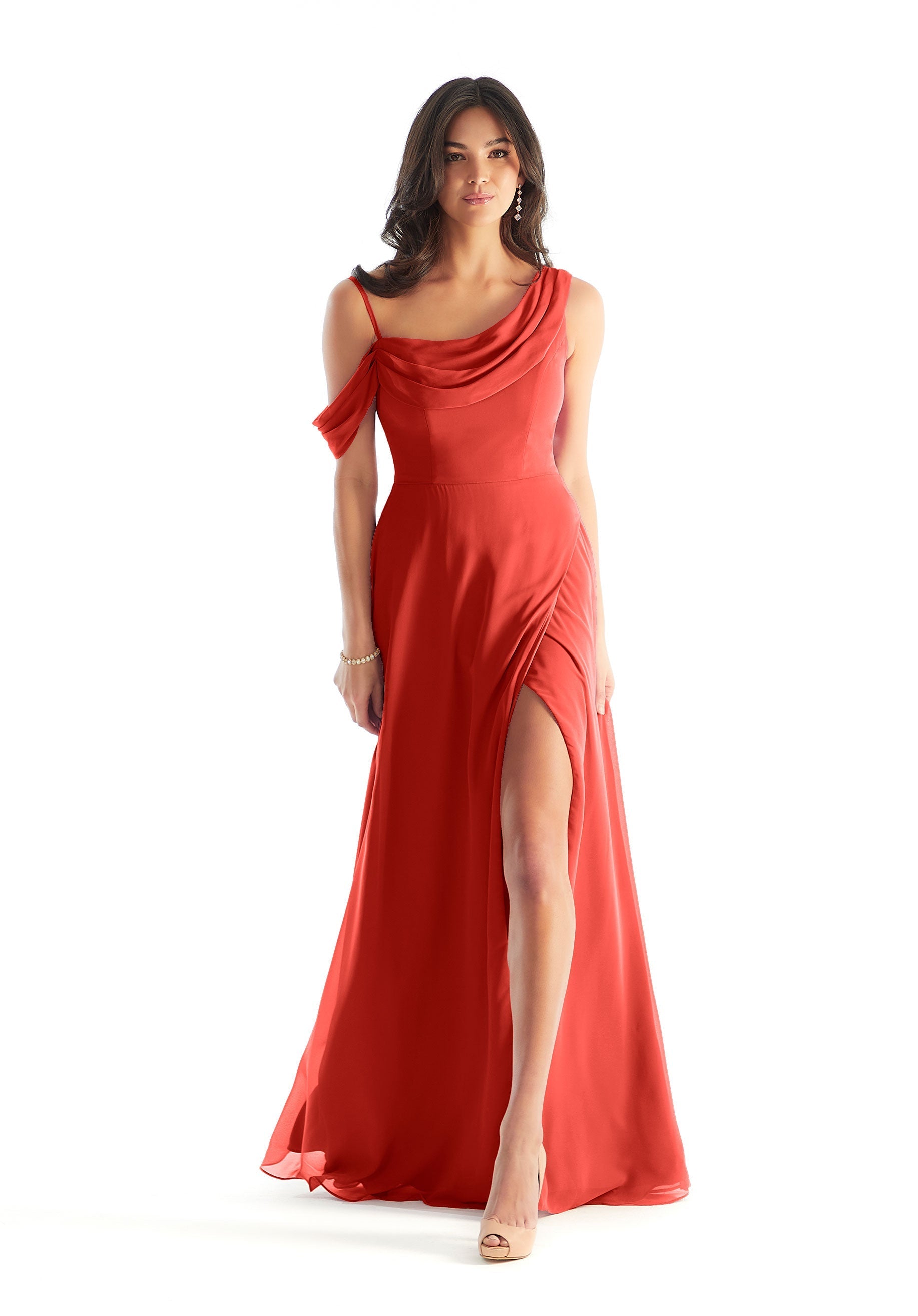 Formal Dresses Long Slit Evening Formal A Line Dress MGNY Madeline Gardner New York 31222 Cinnamon