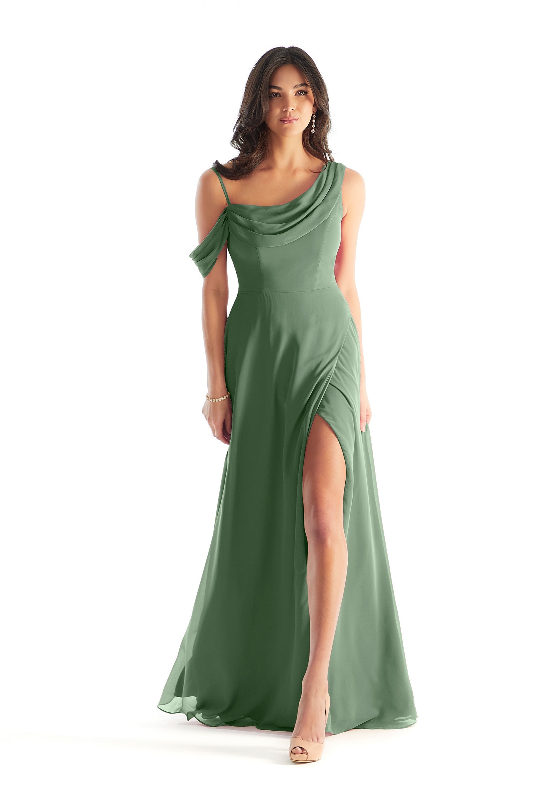 Formal Dresses Long Slit Evening Formal A Line Dress MGNY Madeline Gardner New York 31222 Moss
