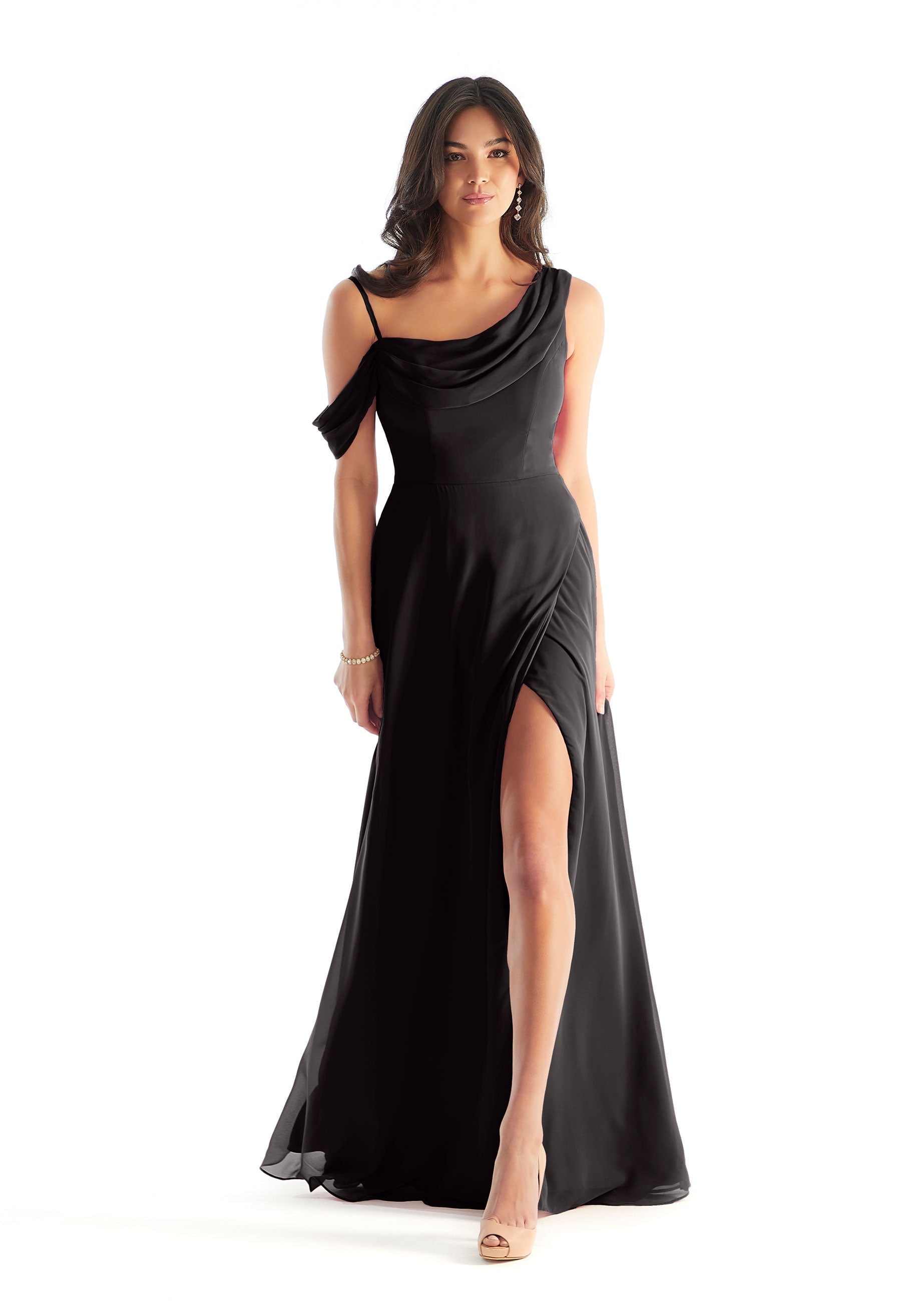 Formal Dresses A Line Long Slit Evening Formal Dress MGNY Madeline Gardner New York 31222 Black
