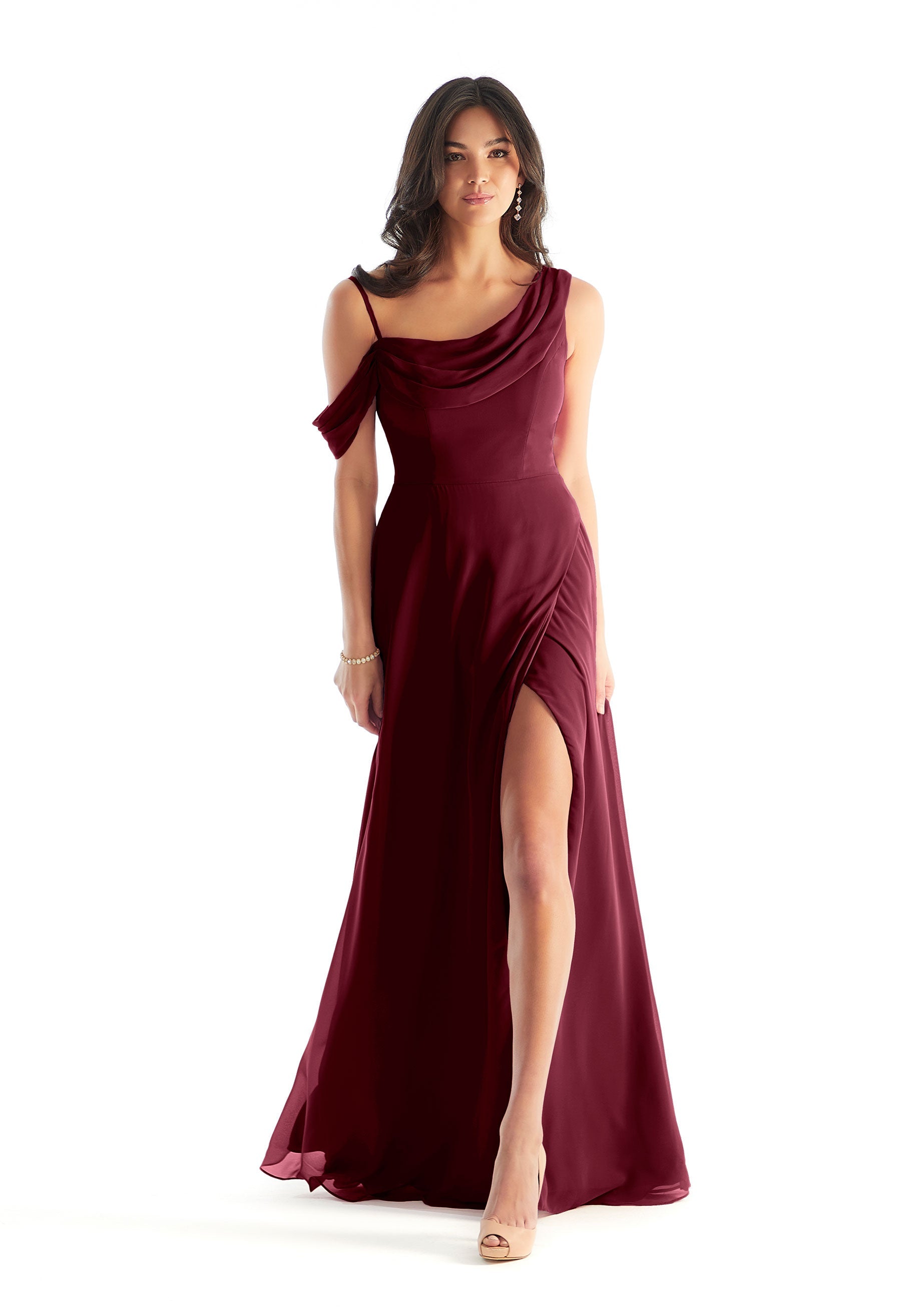 Formal Dresses Evening A Line Long Slit Formal Dress MGNY Madeline Gardner New York 31222 Bordeaux