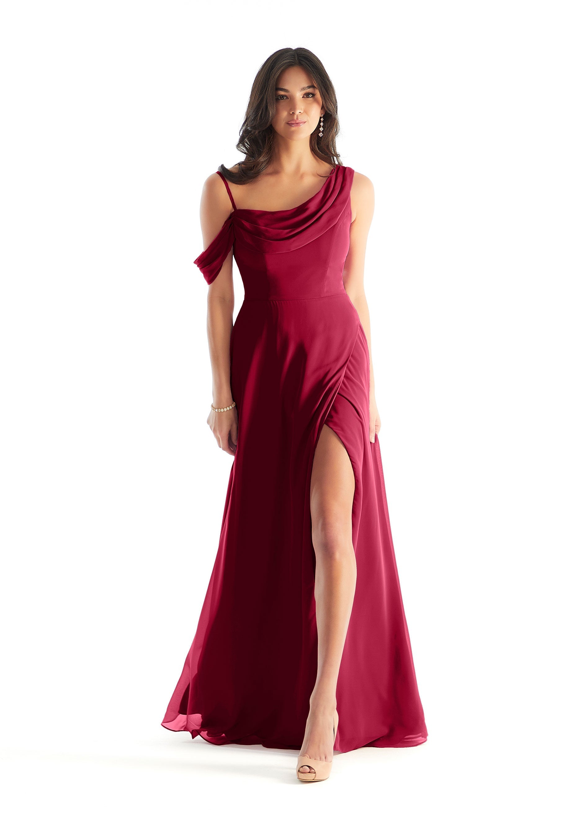 Formal Dresses Evening A Line Long Slit Formal Dress MGNY Madeline Gardner New York 31222 Claret
