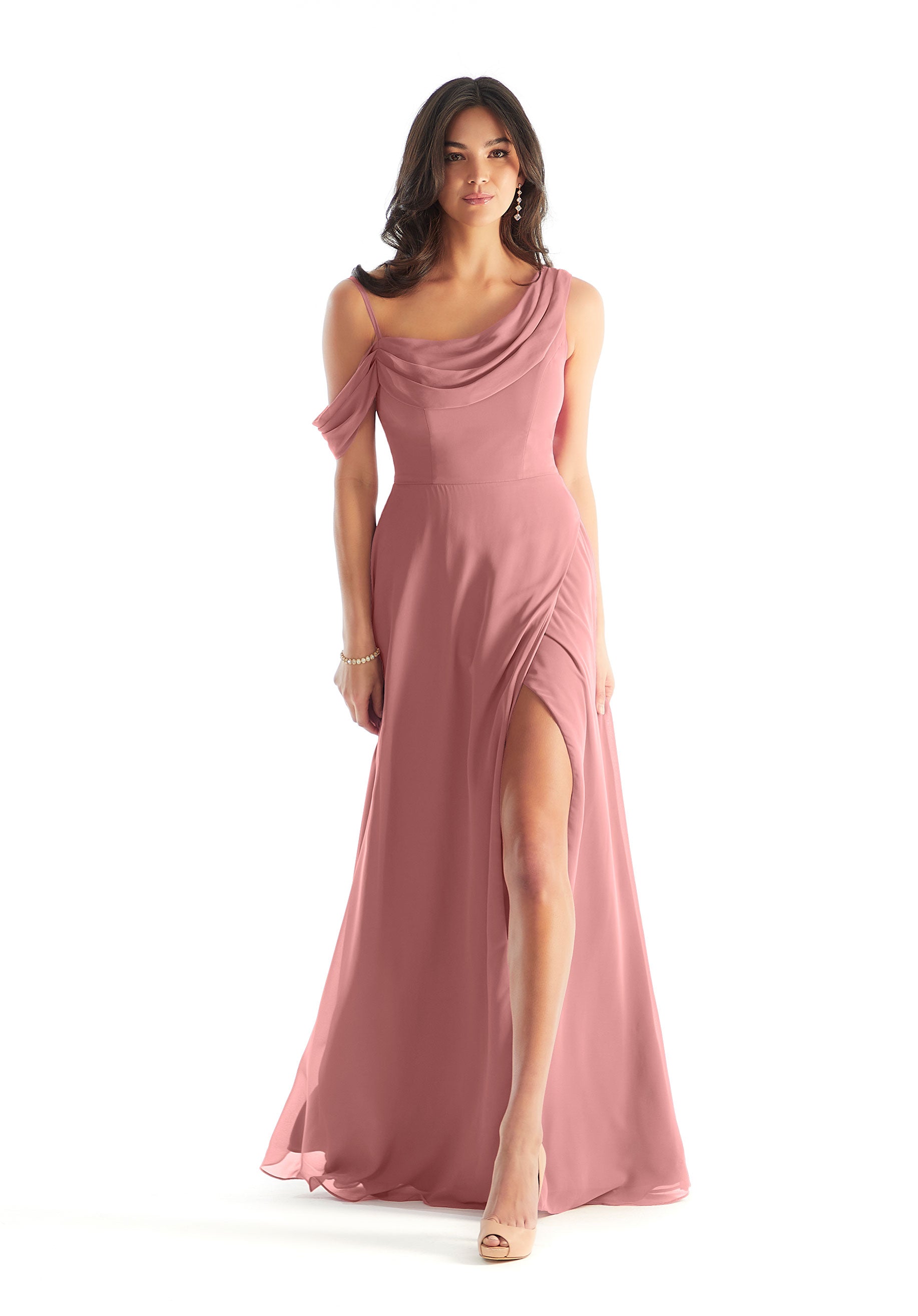 Formal Dresses A Line Formal Evening Slit Long Dress MGNY Madeline Gardner New York 31222 Desert Rose
