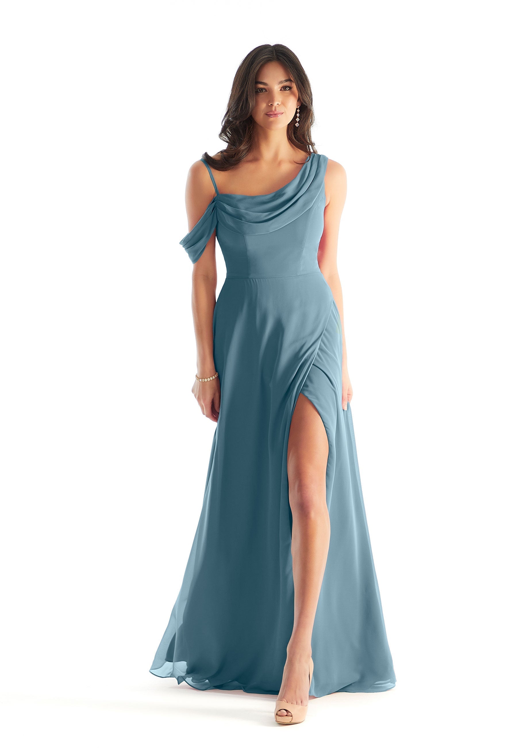 Formal Dresses Formal Evening Slit A Line Long Dress MGNY Madeline Gardner New York 31222 Slate
