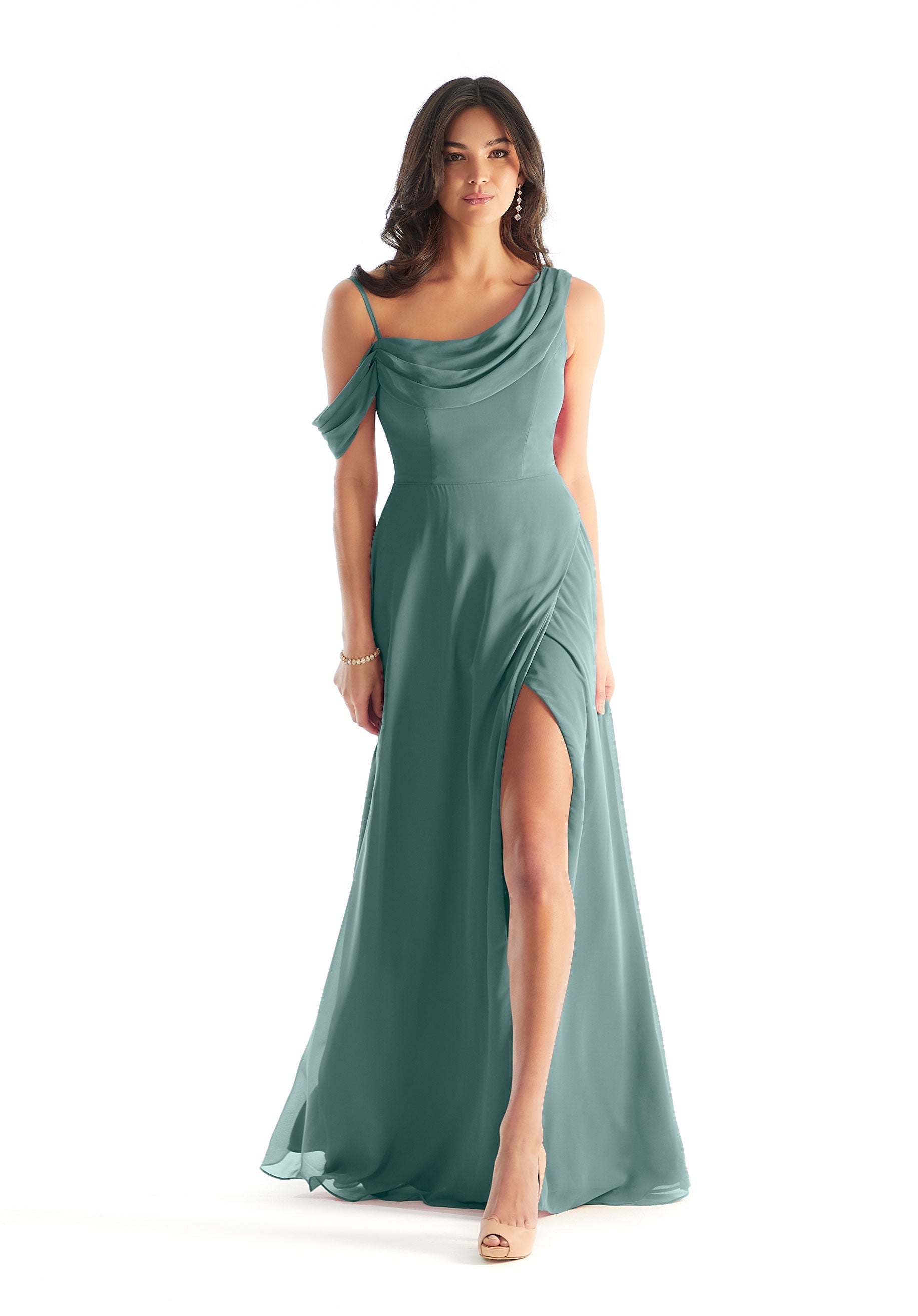 Formal Dresses Formal Evening Slit A Line Long Dress MGNY Madeline Gardner New York 31222 Deep Sea