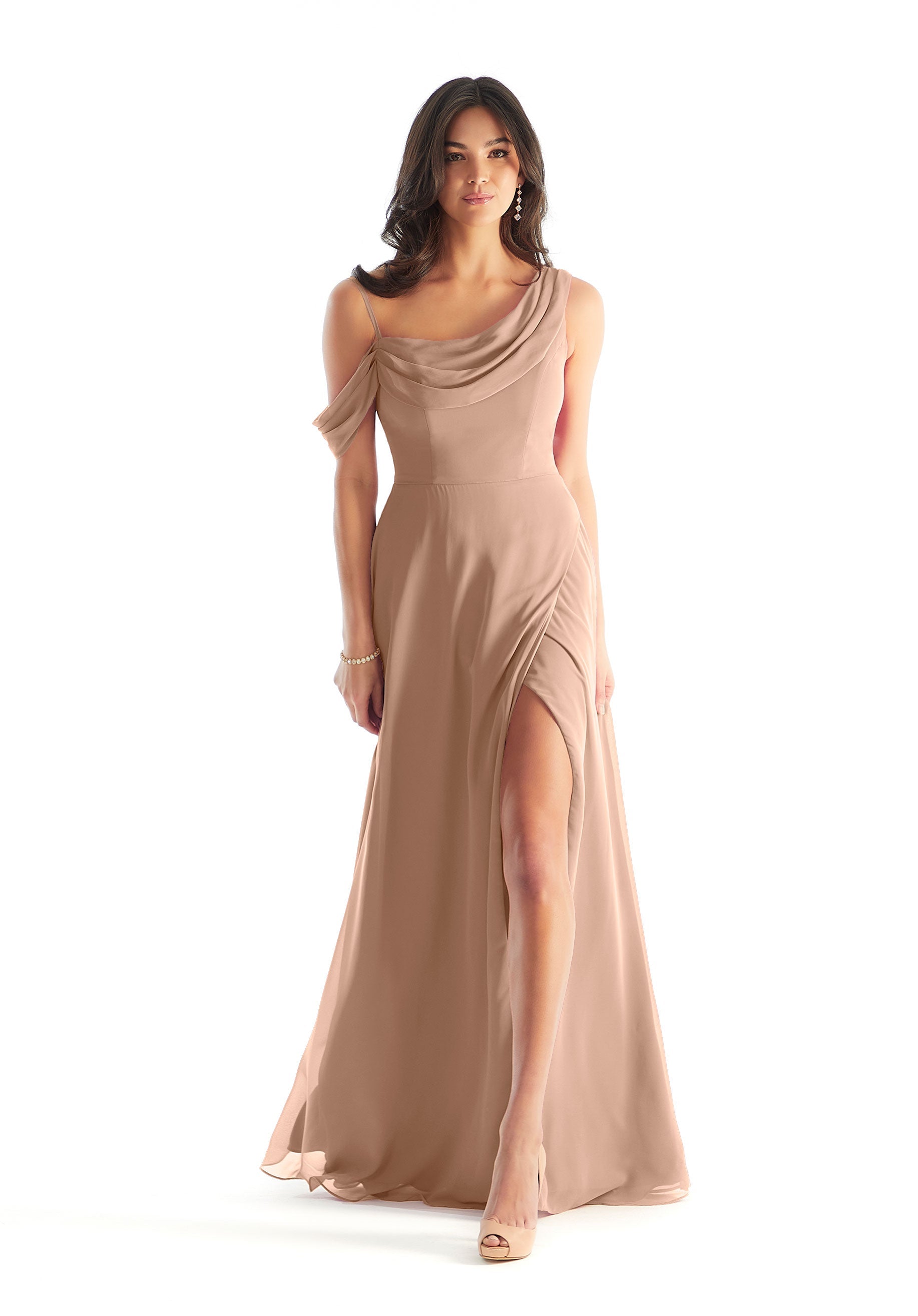 Formal Dresses Formal Long A Line Evening Slit Dress MGNY Madeline Gardner New York 31222 Latte