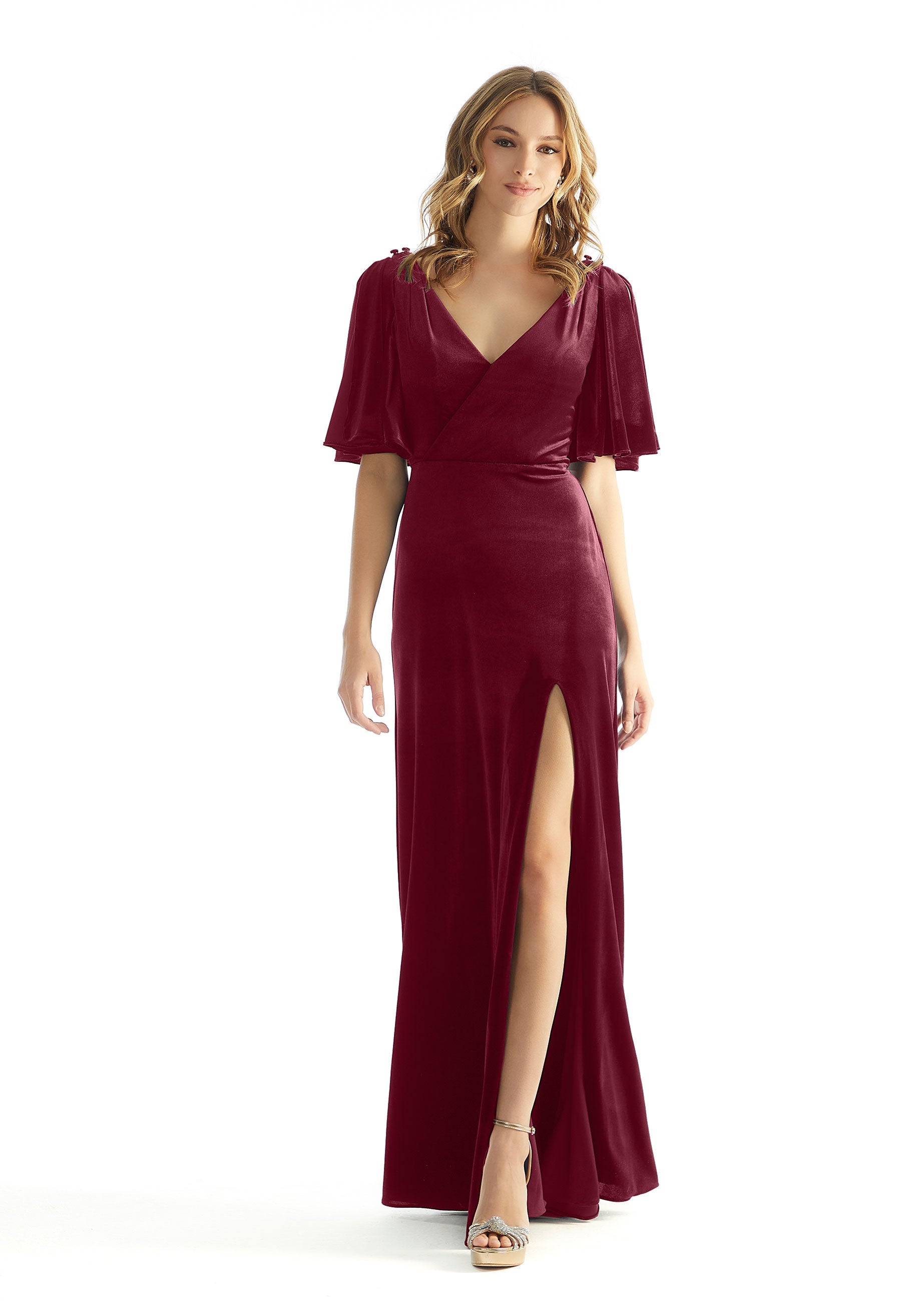 Formal Dresses Long Formal Velvet Dress MGNY Madeline Gardner New York 31223 Bordeaux