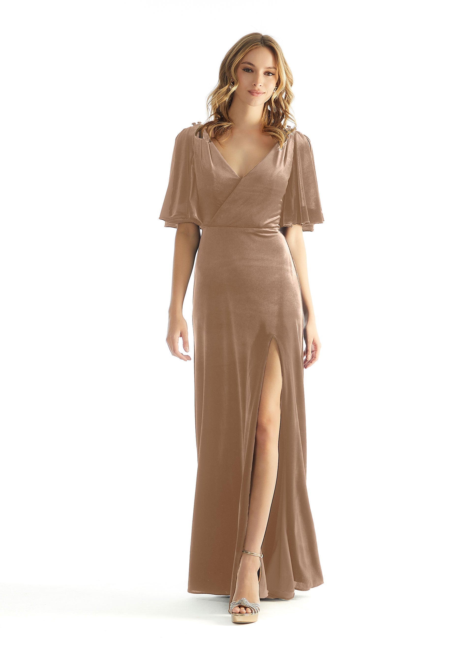 Formal Dresses Long Velvet Formal Dress MGNY Madeline Gardner New York 31223 Latte