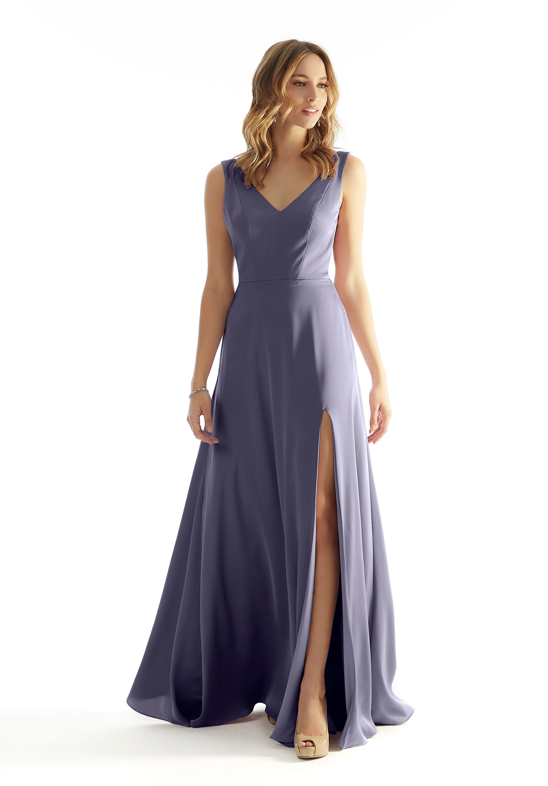 Formal Dresses Pleated Long Formal A Line Evening Dress MGNY Madeline Gardner New York 31225 Dusk