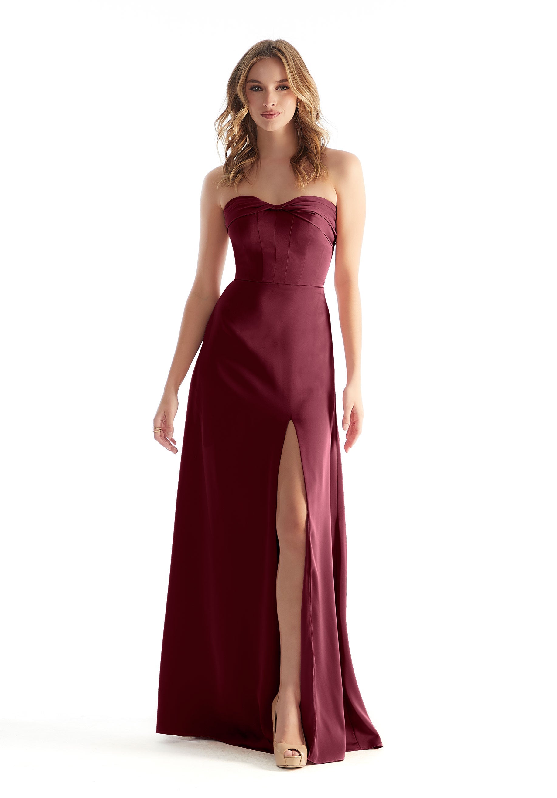 Formal Dresses Long Formal Slit A Line Dress MGNY Madeline Gardner New York 31229 Bordeaux