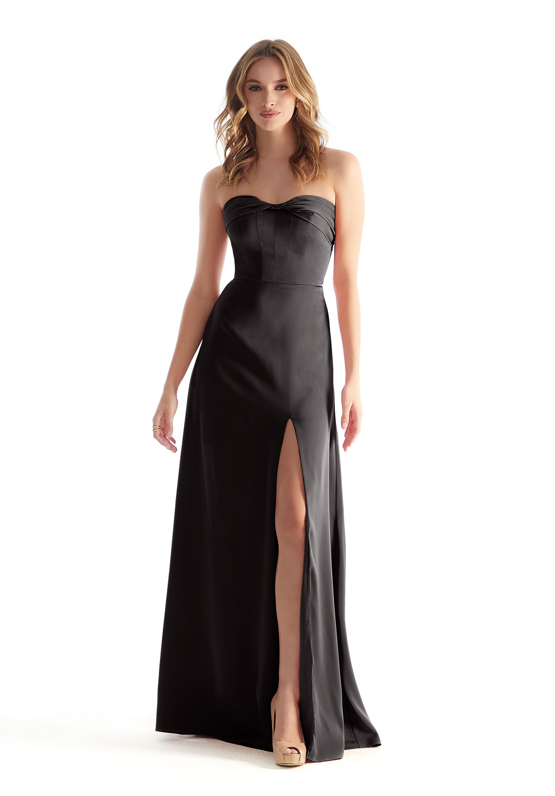 Formal Dresses A Line Slit Long Formal Dress MGNY Madeline Gardner New York 31229 Black
