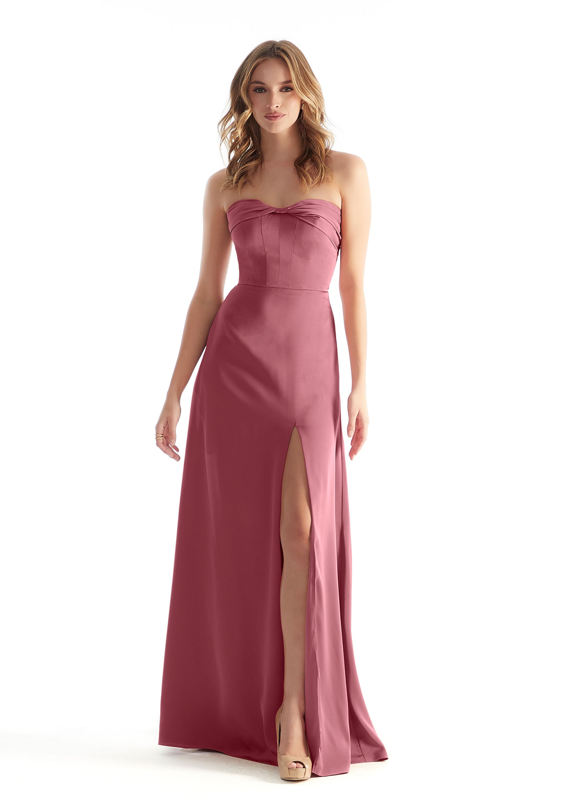 Formal Dresses Slit Formal A Line Long Dress MGNY Madeline Gardner New York 31229 Rosewood