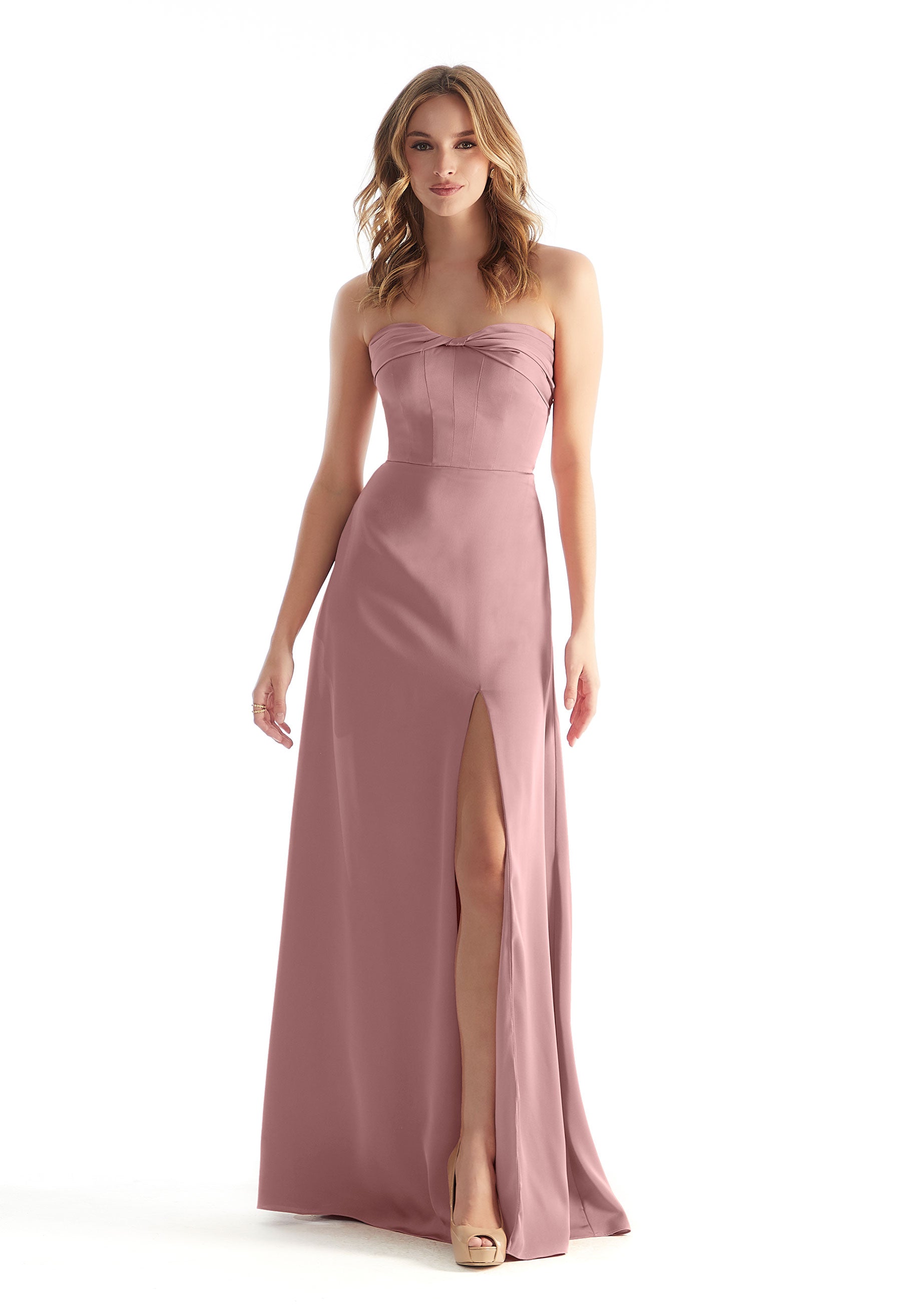 Formal Dresses Slit Formal A Line Long Dress MGNY Madeline Gardner New York 31229 Desert Rose